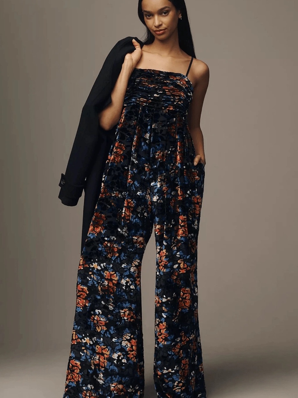 New Anthropology Hutch The Mabel Velvet Wide-Leg Jumpsuit sz XL